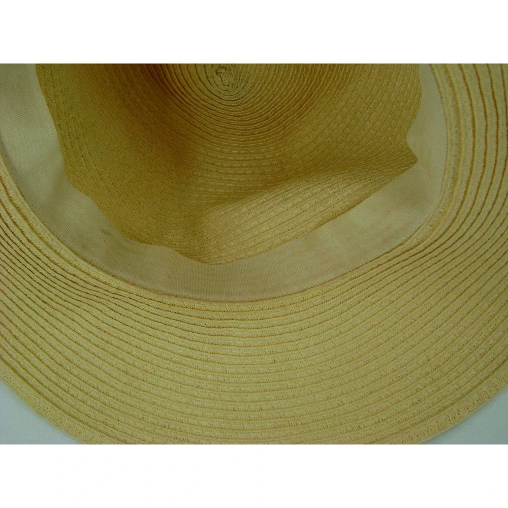 A New Day Womens Tan Straw Wide Brim Floppy Sun Hat Beach Summer One Size